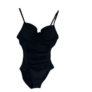 SPANX Love Your Assets Black One Piece Ruched Front Size S Beach Cruise